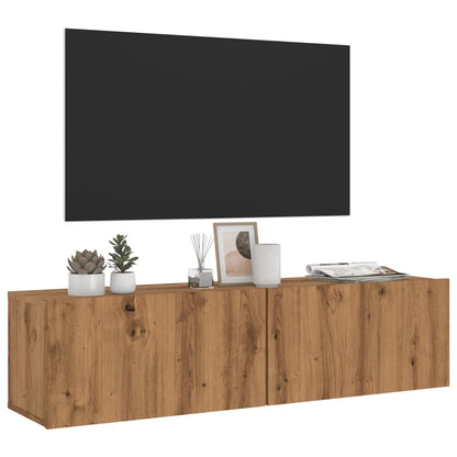 Wall Mounted TV Cabinet Artisan Oak 120x30x30 cm Engineered Wood