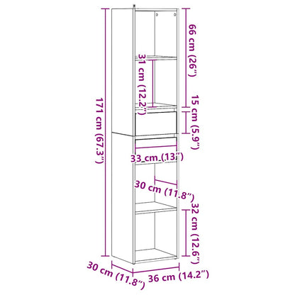 Book Cabinet Old Wood 36x30x171 cm Engineered Wood
