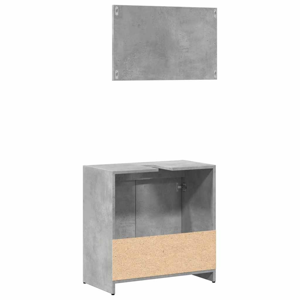 2 Piece Bathroom Furniture Set Concrete Grey Engineered Wood