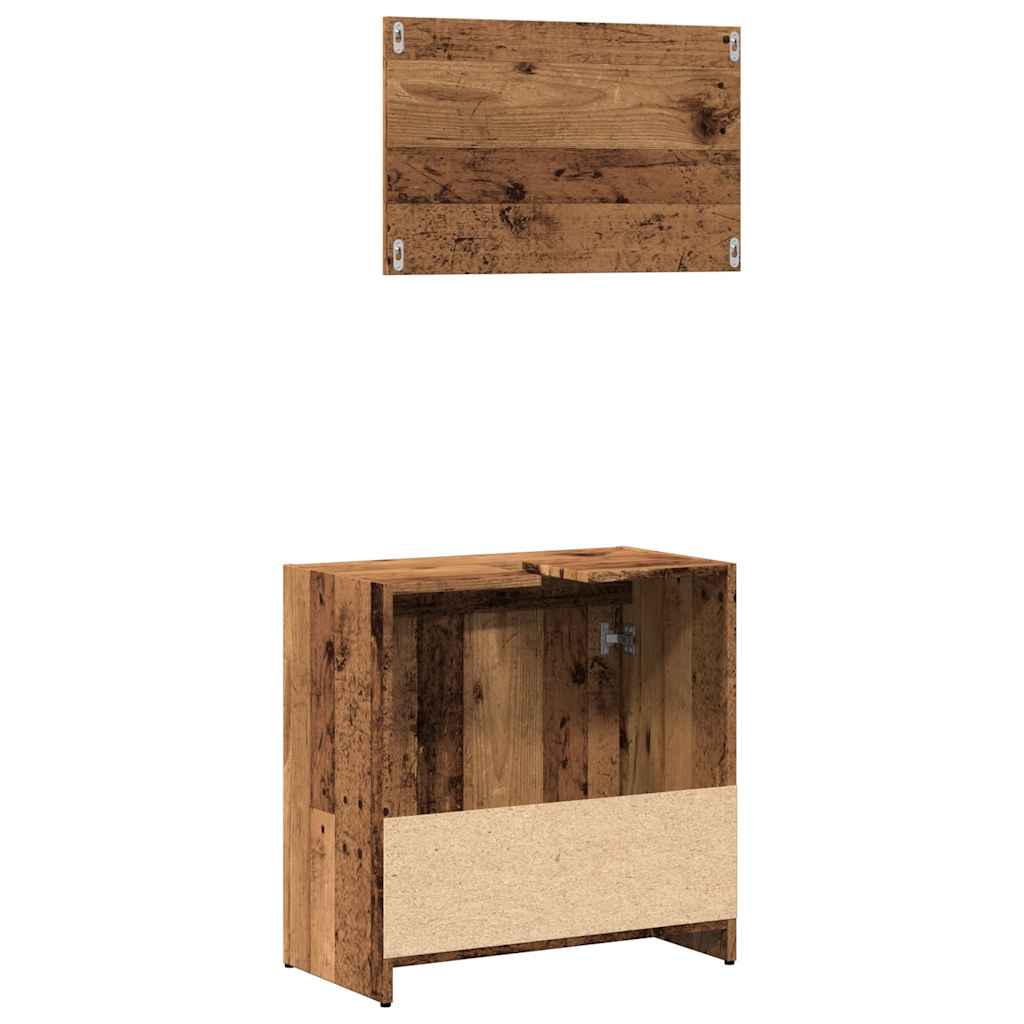 2 Piece Bathroom Furniture Set Old Wood Engineered Wood