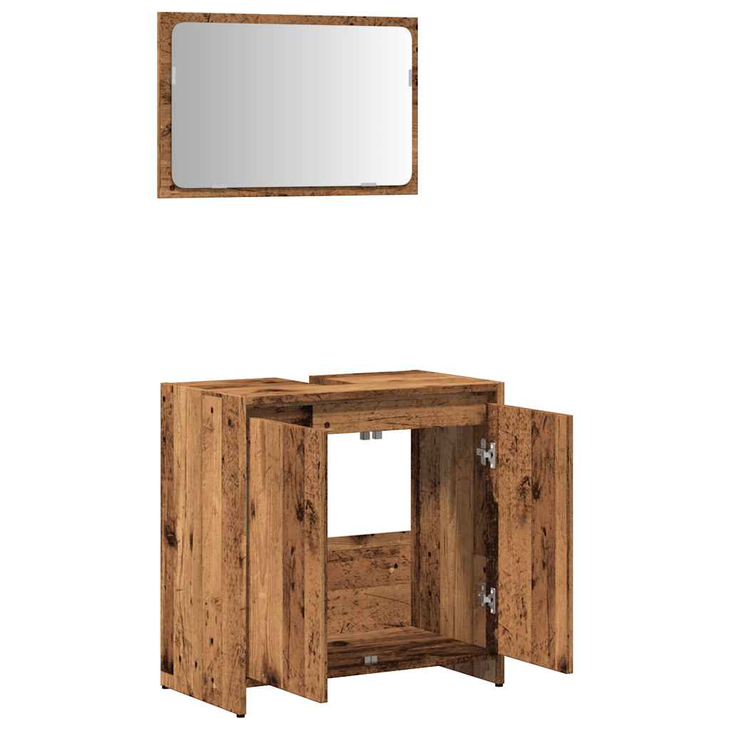 2 Piece Bathroom Furniture Set Old Wood Engineered Wood