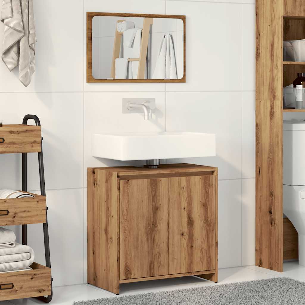 2 Piece Bathroom Furniture Set Artisan Oak Engineered Wood