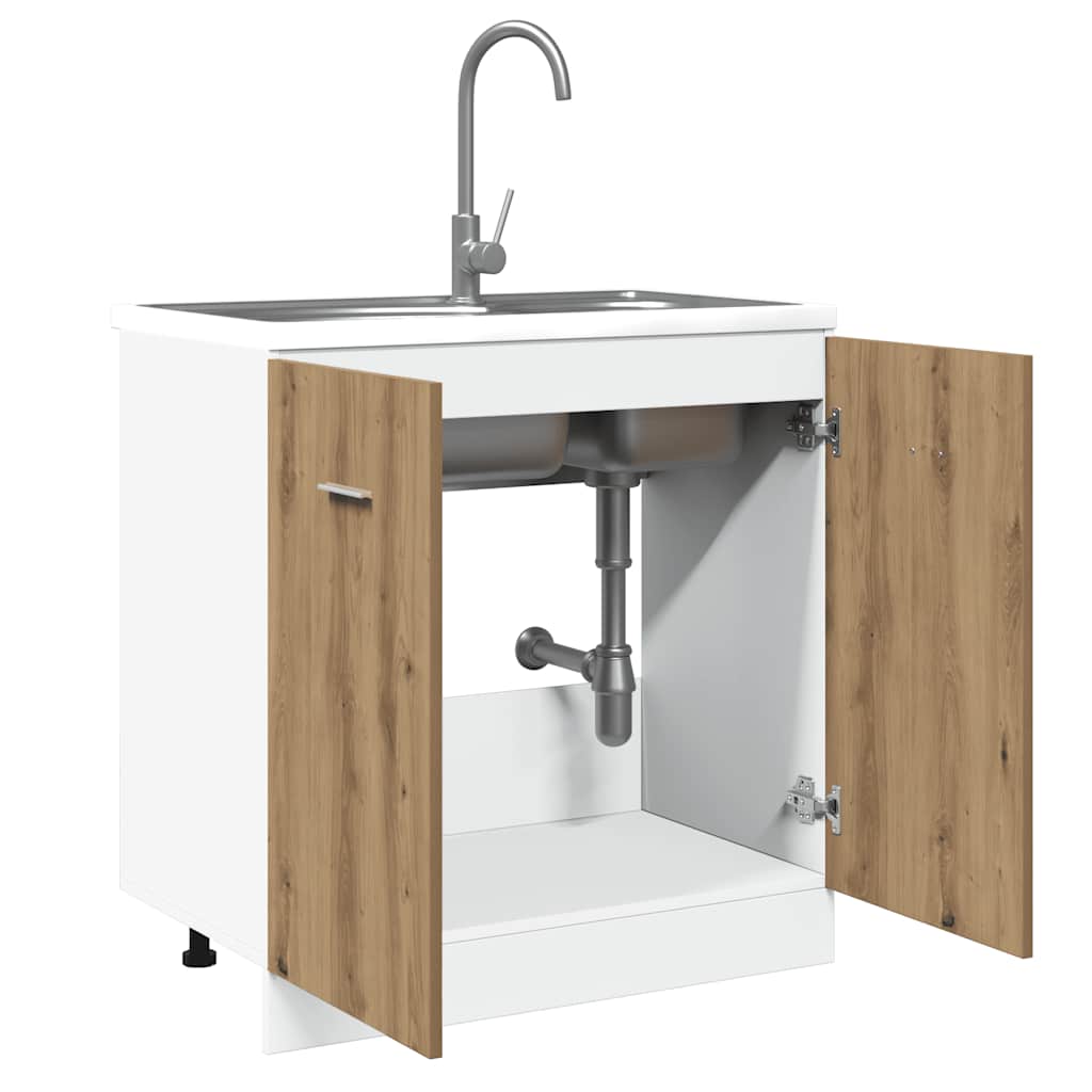 Sink Bottom Cabinet Lyon Artisan Oak 80x46x81.5 cm Engineered Wood
