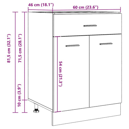 Drawer Bottom Cabinet Lyon Artisan Oak 60x46x81.5 cm Engineered Wood