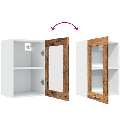 Hanging Glass Cabinet Lyon Old Wood 40x31x60 cm Engineered Wood