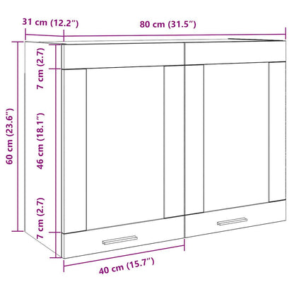 Hanging Glass Cabinet Lyon Old Wood 80x31x60 cm Engineered Wood