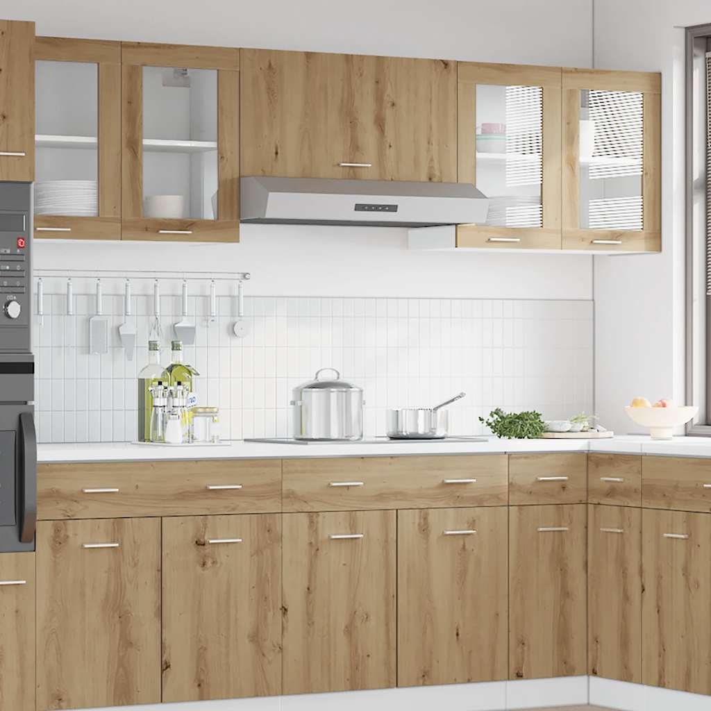 Hanging Glass Cabinet Lyon Artisan Oak 80x31x60 cm Engineered Wood