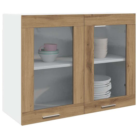 Hanging Glass Cabinet Lyon Artisan Oak 80x31x60 cm Engineered Wood