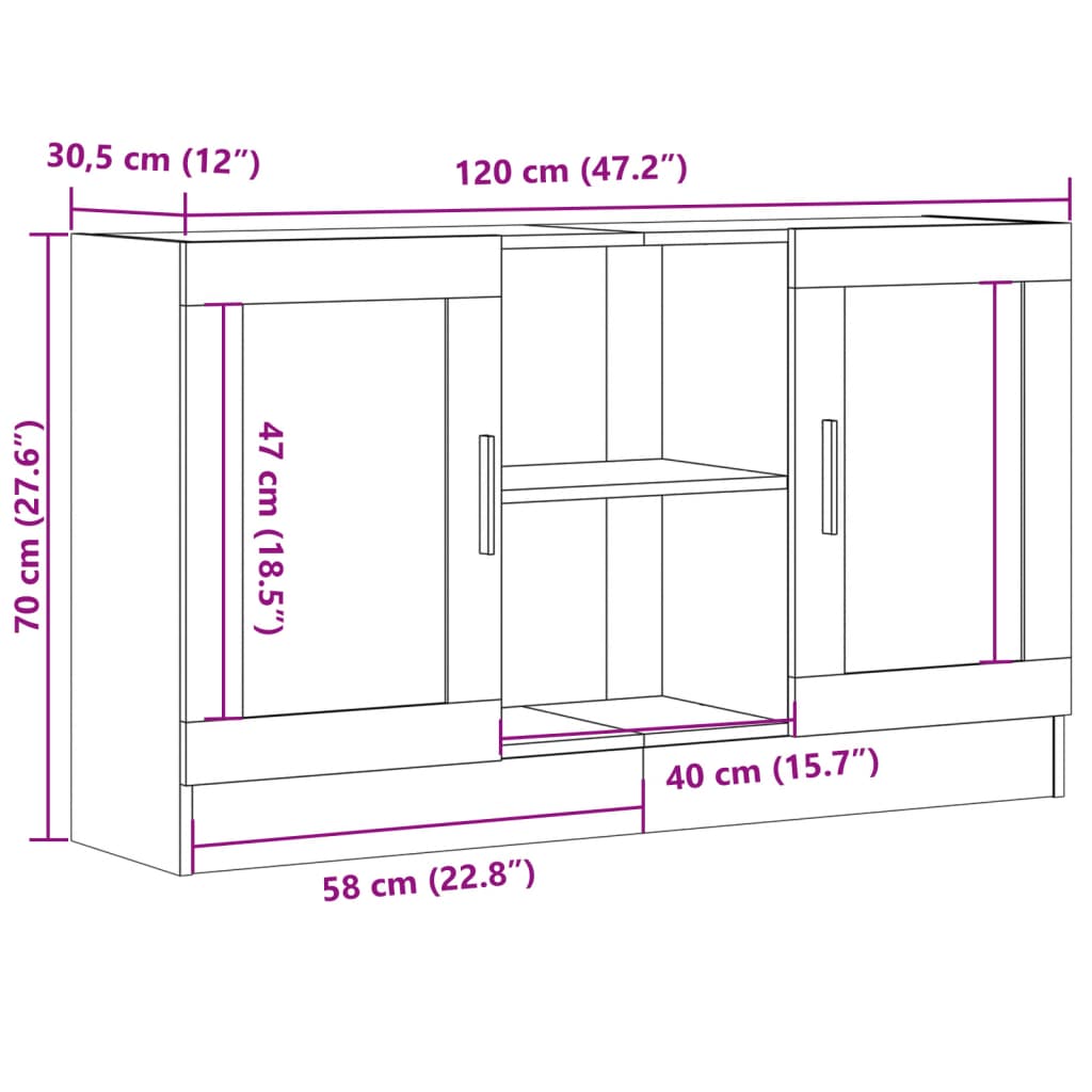 Sideboard Old Wood 120x30,5x70 cm Engineered Wood