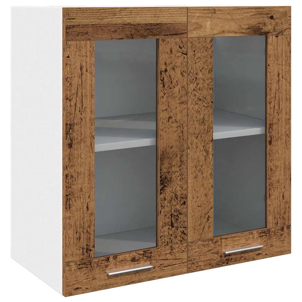 Kitchen Wall Cabinet Lyon with Glass Door Old Wood 60x31x60 cm