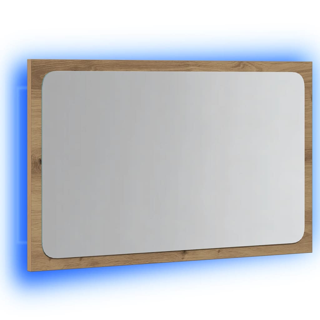 Bathroom Mirror with LED Light Artisan Oak 60x8.5x38 cm