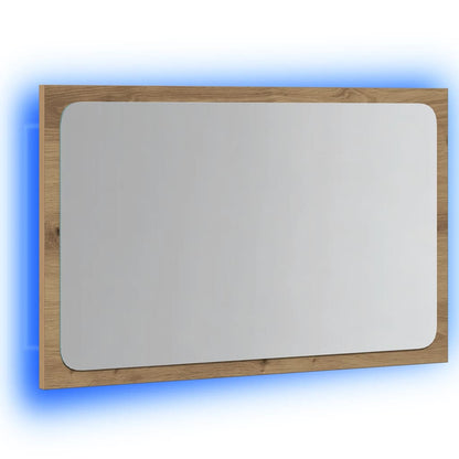 Bathroom Mirror with LED Light Artisan Oak 60x8.5x38 cm