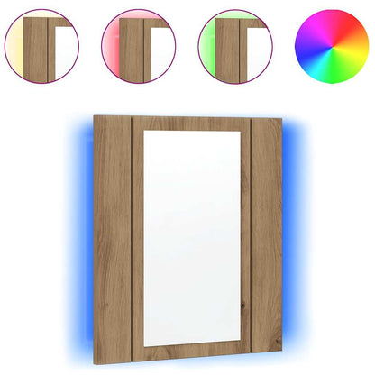 LED Bathroom Mirror Cabinet Artisan Oak 40x12x45 cm Engineered Wood