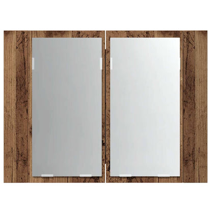 LED Mirror Cabinet Old Wood 60x12x45 cm Engineered Wood
