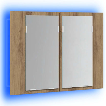 LED Mirror Cabinet Artisan Oak 60x12x45 cm Engineered Wood