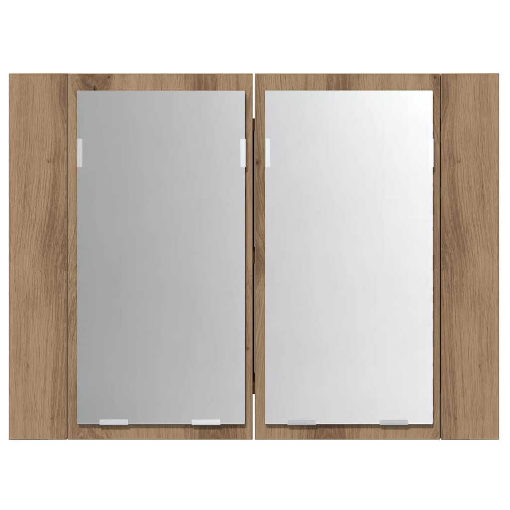 LED Mirror Cabinet Artisan Oak 60x12x45 cm Engineered Wood