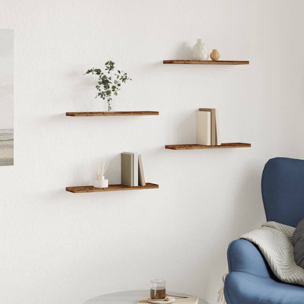 Wall Shelves 4 pcs Old Wood 40x10x1.5 cm Engineered Wood