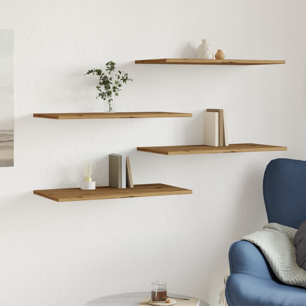 Wall Shelves 4 pcs Artisan Oak 60x30x1.5 cm Engineered Wood