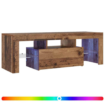 TV Cabinet with LED Lights Old Wood 120x36.5x40 cm Engineered Wood