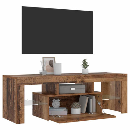 TV Cabinet with LED Lights Old Wood 120x36.5x40 cm Engineered Wood