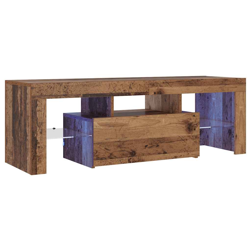 TV Cabinet with LED Lights Old Wood 120x36.5x40 cm Engineered Wood