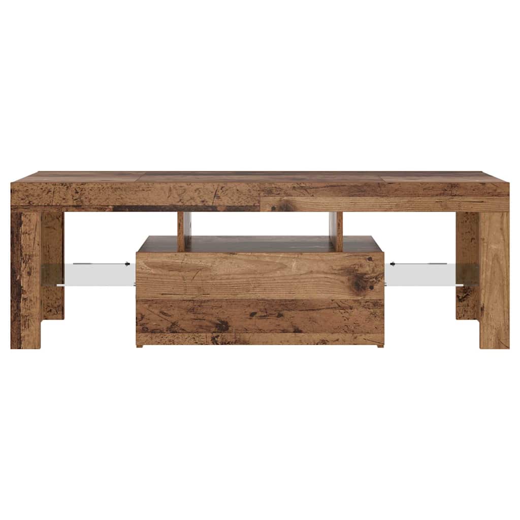 TV Cabinet with LED Lights Old Wood 120x36.5x40 cm Engineered Wood