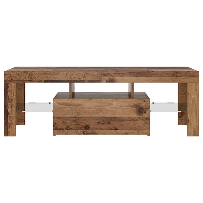 TV Cabinet with LED Lights Old Wood 120x36.5x40 cm Engineered Wood
