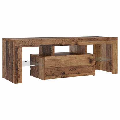TV Cabinet with LED Lights Old Wood 120x36.5x40 cm Engineered Wood