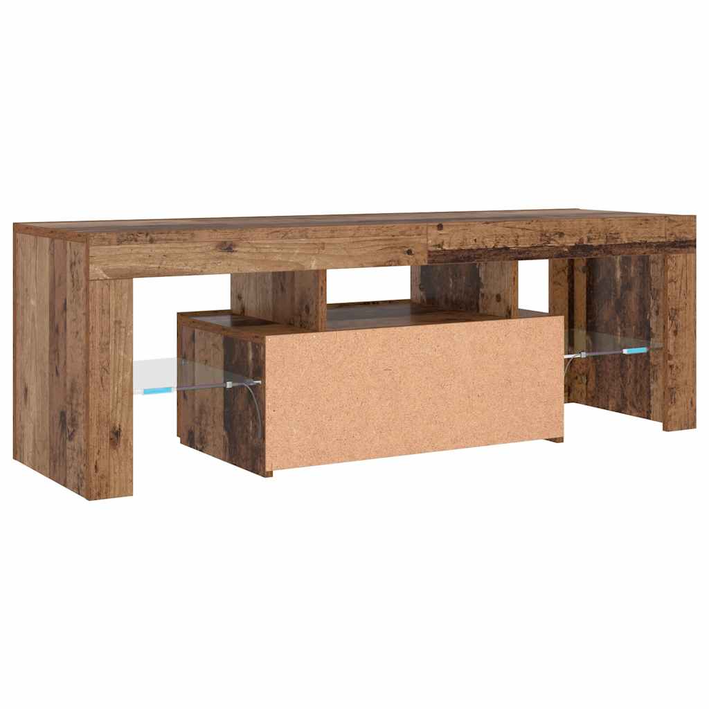 TV Cabinet with LED Lights Old Wood 120x36.5x40 cm Engineered Wood