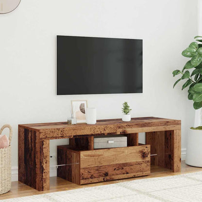 TV Cabinet with LED Lights Old Wood 120x36.5x40 cm Engineered Wood