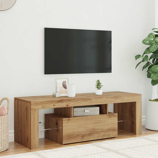 TV Cabinet with LED Lights Artisan Oak 120x36.5x40 cm