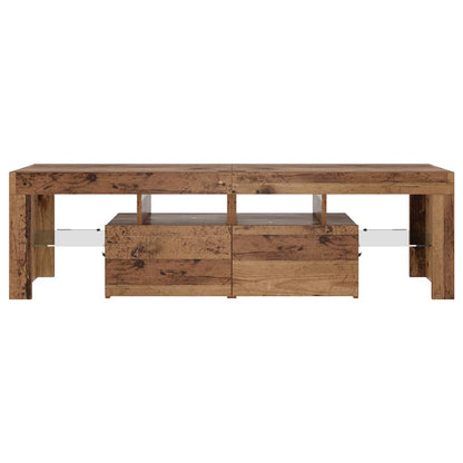 TV Cabinet with LED Lights Old Wood 140x36.5x40 cm Engineered Wood