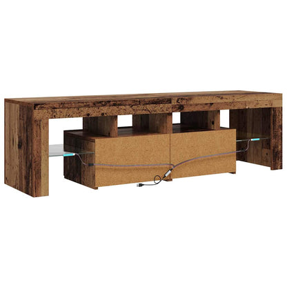 TV Cabinet with LED Lights Old Wood 140x36.5x40 cm Engineered Wood