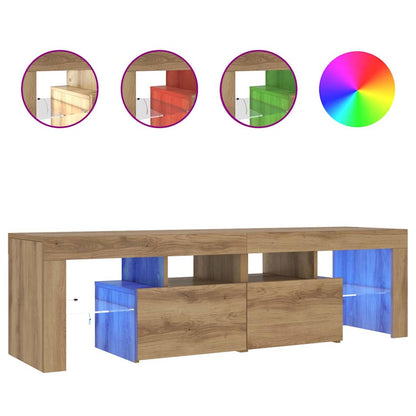TV Cabinet with LED Lights Artisan Oak 140x36.5x40 cm Engineered Wood