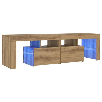 TV Cabinet with LED Lights Artisan Oak 140x36.5x40 cm Engineered Wood
