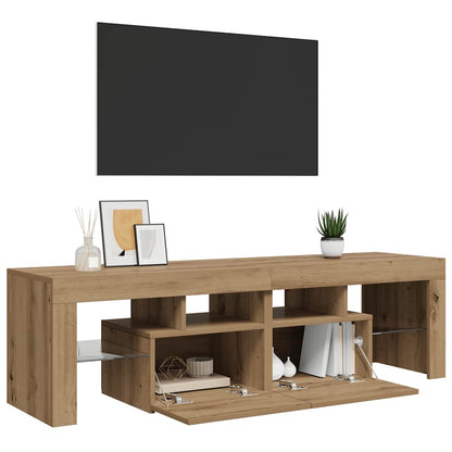 TV Cabinet with LED Lights Artisan Oak 140x36.5x40 cm Engineered Wood