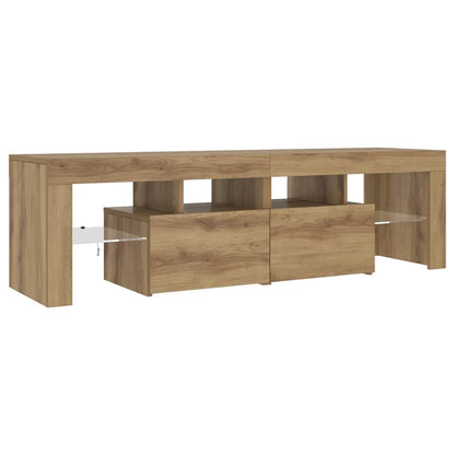 TV Cabinet with LED Lights Artisan Oak 140x36.5x40 cm Engineered Wood