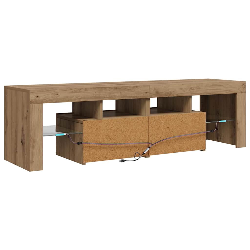 TV Cabinet with LED Lights Artisan Oak 140x36.5x40 cm Engineered Wood