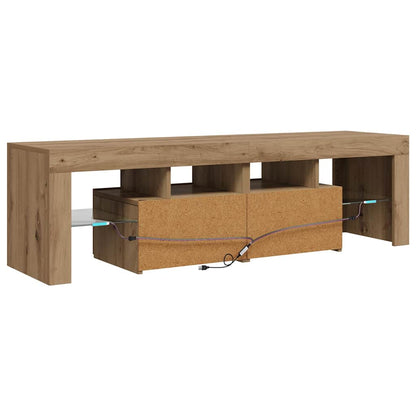 TV Cabinet with LED Lights Artisan Oak 140x36.5x40 cm Engineered Wood