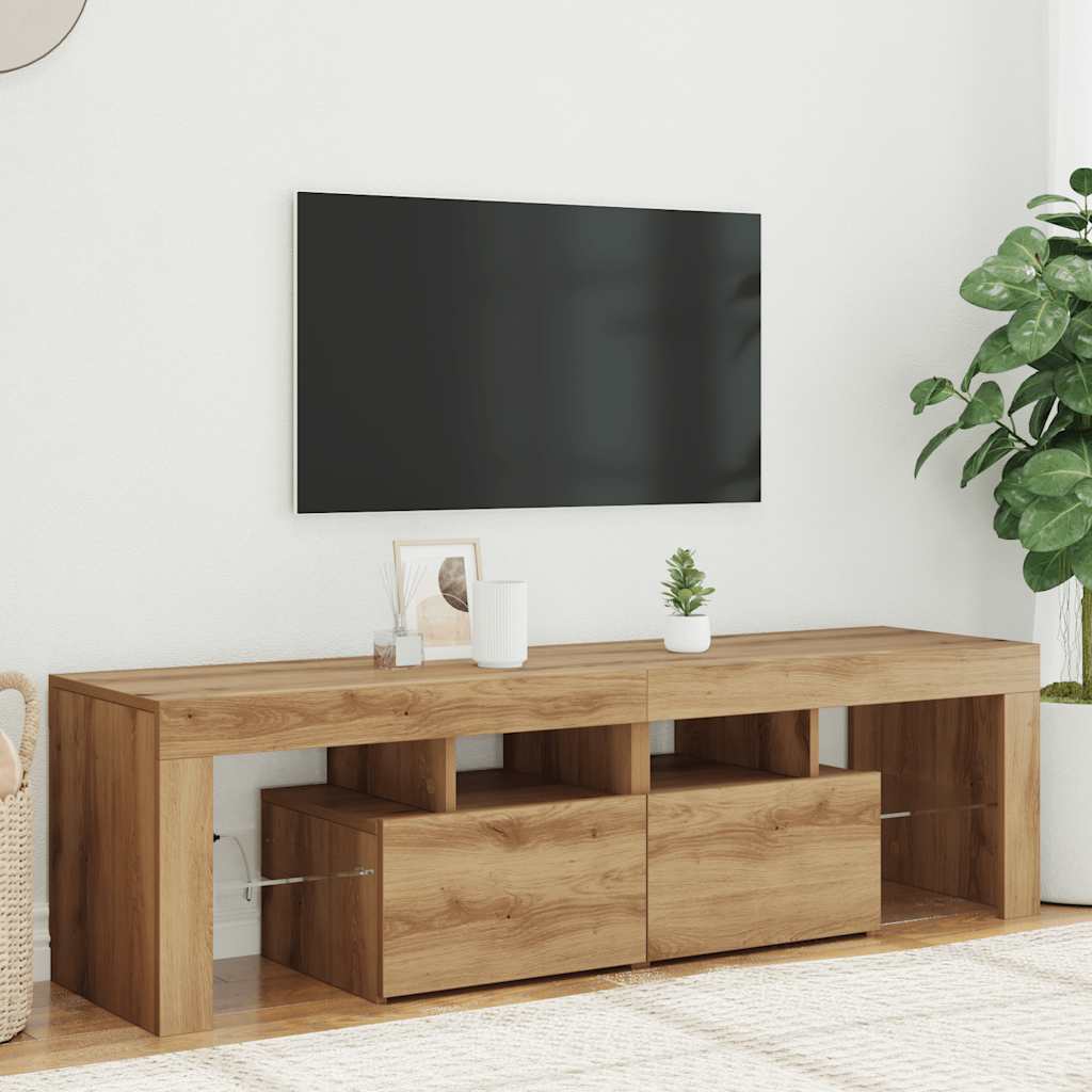 TV Cabinet with LED Lights Artisan Oak 140x36.5x40 cm Engineered Wood