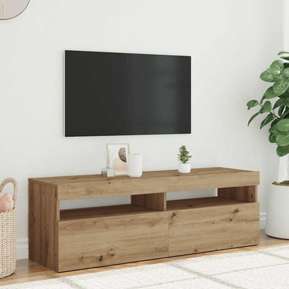 TV Cabinet with LED Lights Artisan Oak 120x35x40 cm Engineered Wood