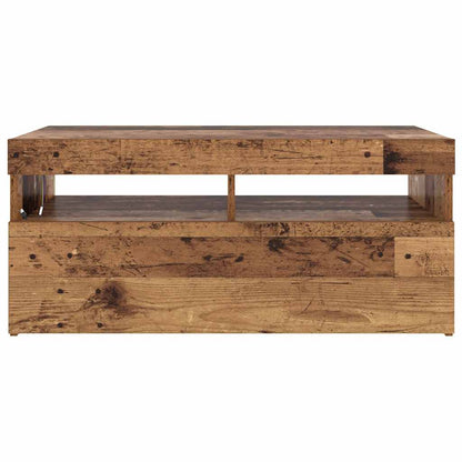 TV Cabinet with LED Lights Old Wood 90x35x40 cm Engineered Wood
