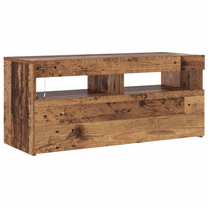 TV Cabinet with LED Lights Old Wood 90x35x40 cm Engineered Wood