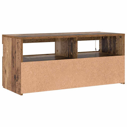 TV Cabinet with LED Lights Old Wood 90x35x40 cm Engineered Wood