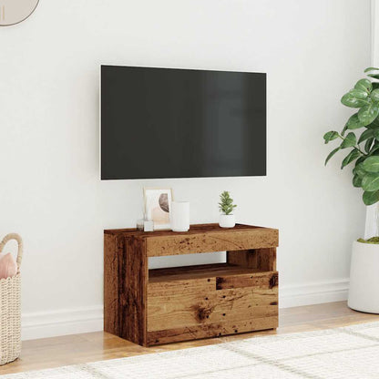 TV Cabinet with LED Lights Old Wood 60x35x40 cm Engineered Wood