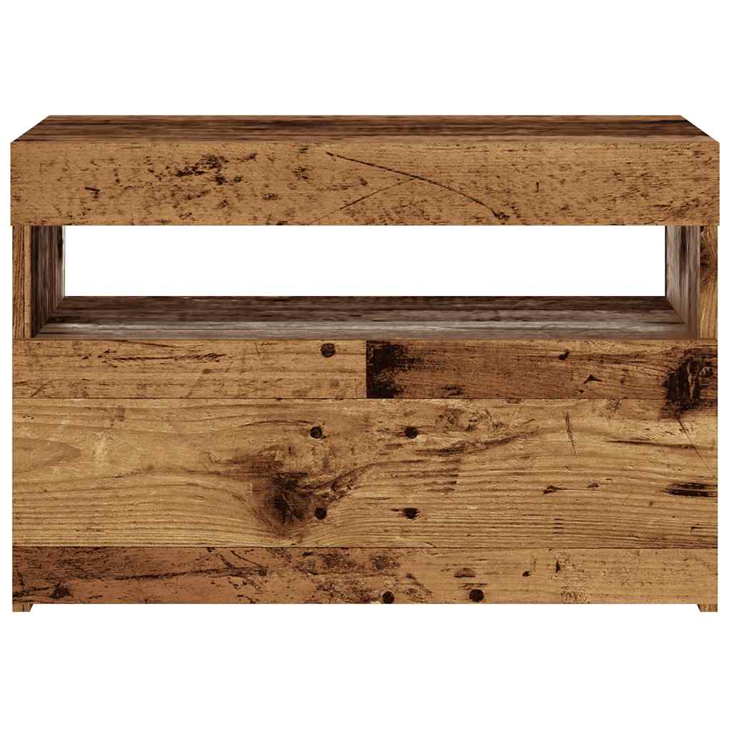 TV Cabinet with LED Lights Old Wood 60x35x40 cm Engineered Wood