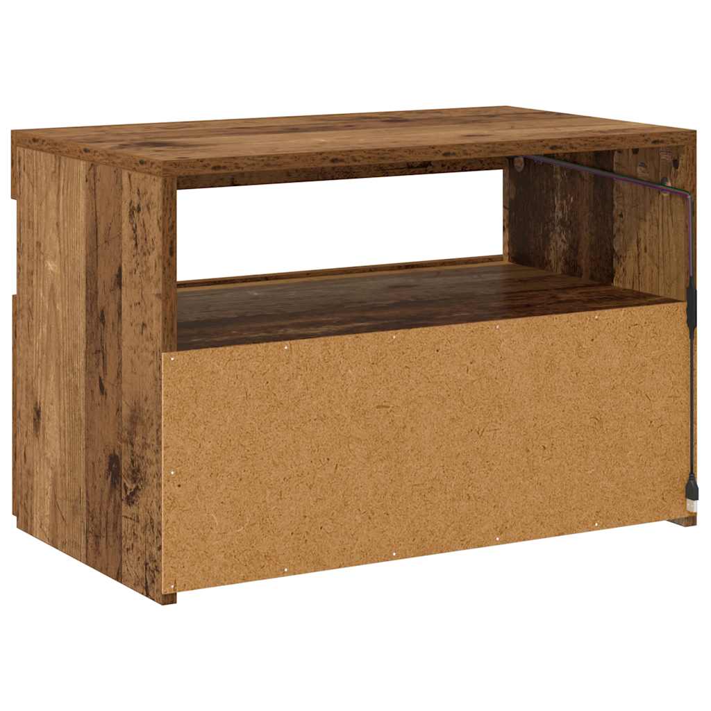 TV Cabinet with LED Lights Old Wood 60x35x40 cm Engineered Wood