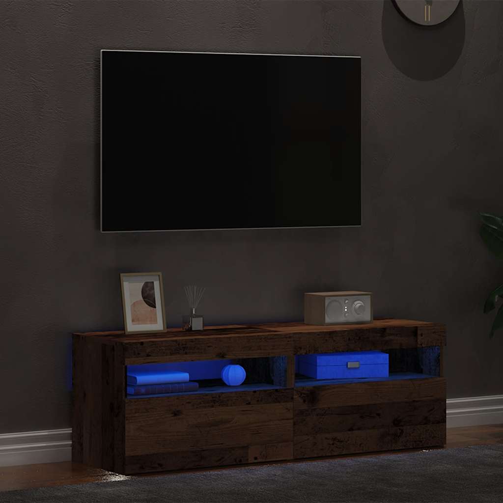 TV Cabinets with LED Lights 2 pcs Old Wood Engineered Wood