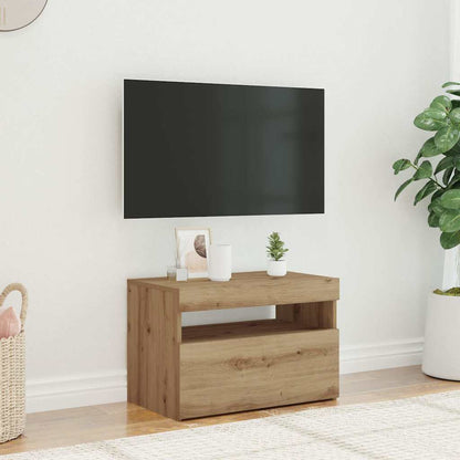 TV Cabinet with LED Lights Artisan Oak 60x35x40 cm Engineered Wood