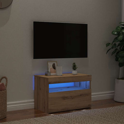 TV Cabinet with LED Lights Artisan Oak 60x35x40 cm Engineered Wood